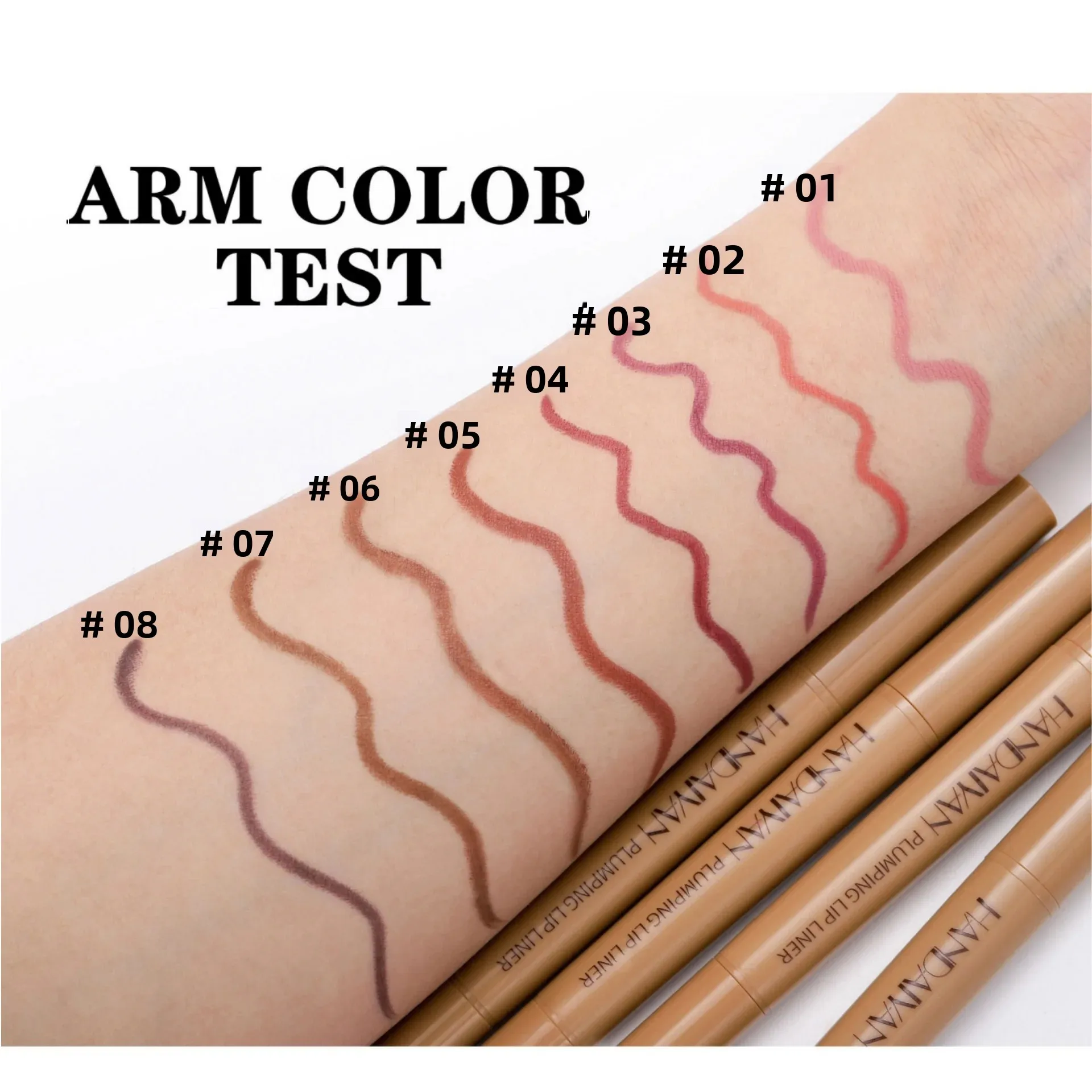 HANDAIYAN Double-HEAD Waterproof Lip Liner ปากกาแฟสีน้ําตาล Outlines Lip Shape Full Lip Contour พร้อมแปรงซิลิโคน