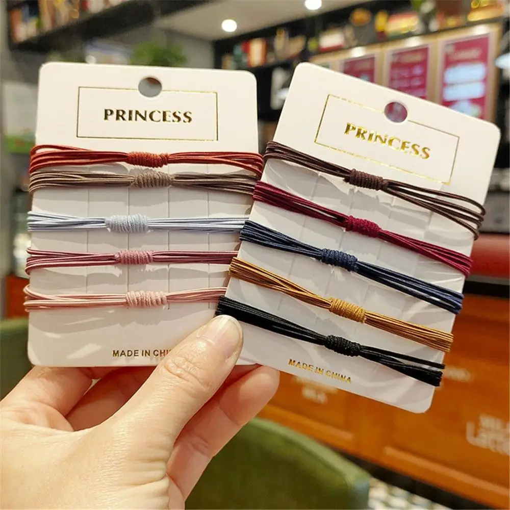 Random Color Concise Girl Women 4 in 1 Hair Ring Hair Tie Rope High Elastic