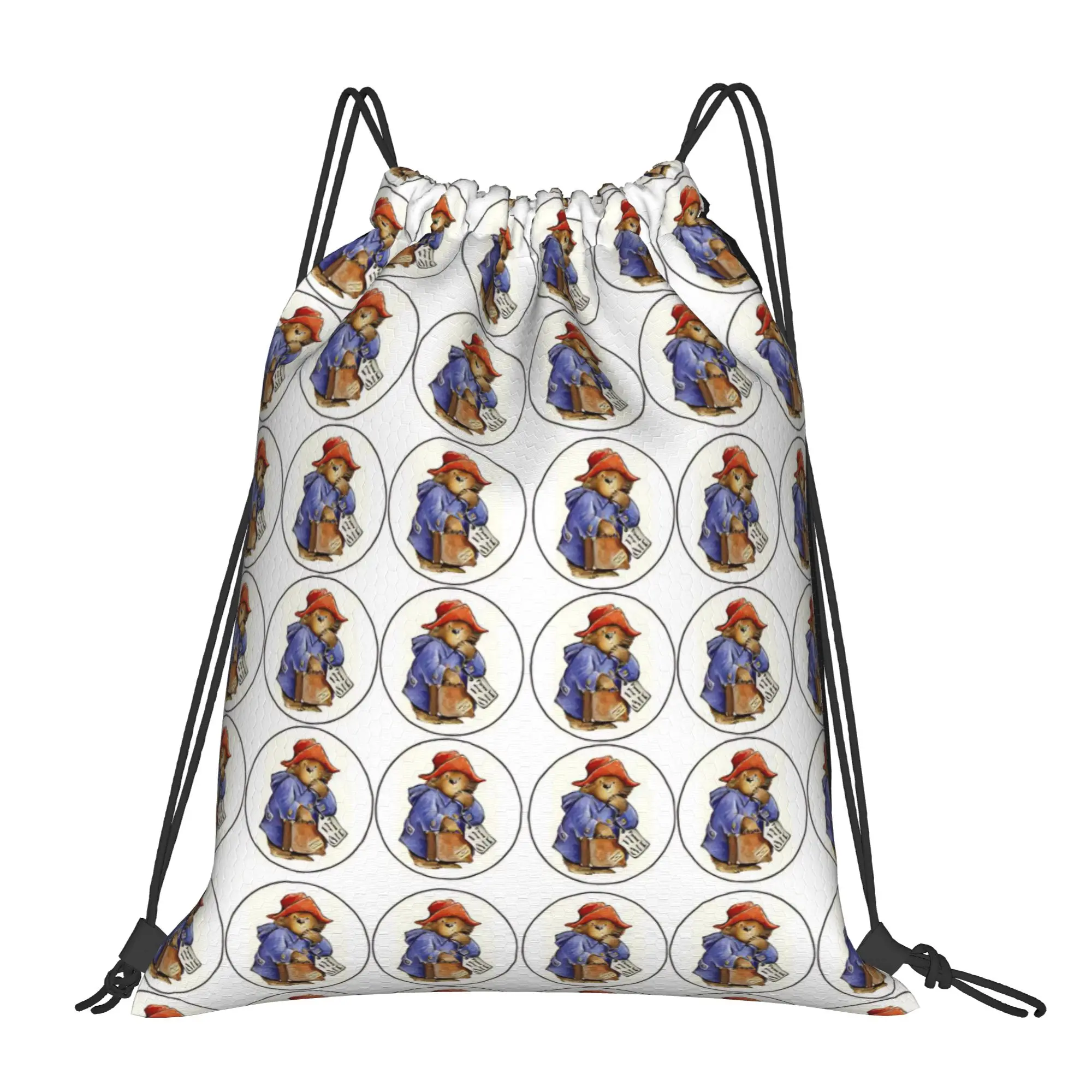 

London Bear Bag Drawstring Backpack Sports Gym Sackpack Water Resistant Paddingtons String Bag for Cycling 36cm (W) x 43cm (H)