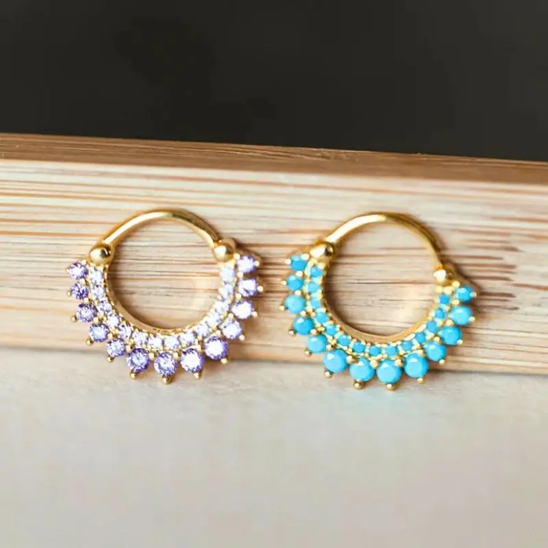 

925 Sterling Silver Ear Needle Colorful Zircon Circle Hoop Earrings Women's Cartilage Piercing Earrings Party Luxury Jewelry