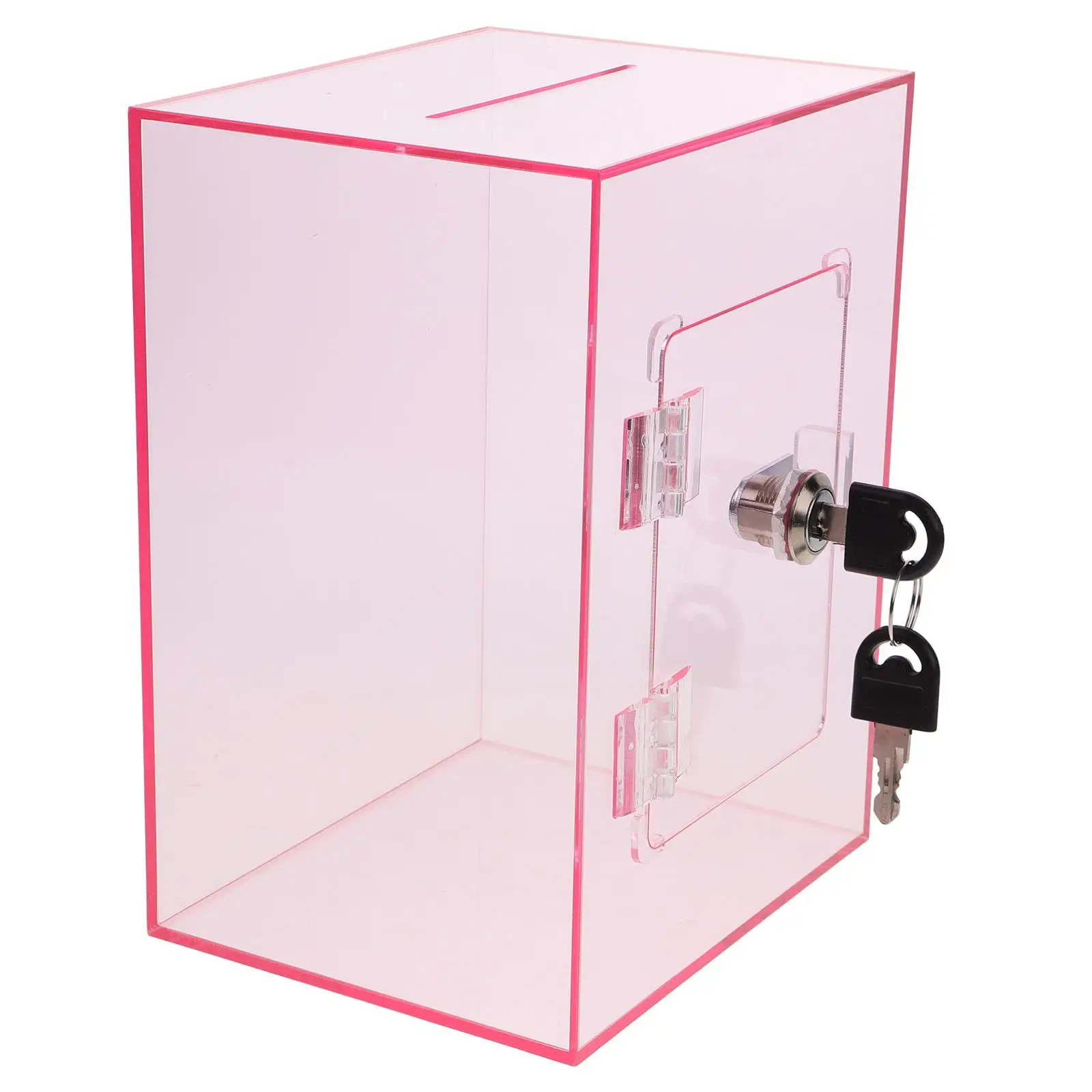 Boîte à billets en acrylique, boîte à pointe transparente, serrure pour la collecte des fonds, le don des suggestions, conteneur de stockage des lettres, Portable