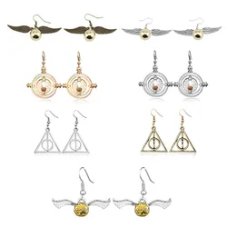 Quidditch Golden Snitch Pendant Earrings Magic Academy Hermione Snitch Ear Hook for Fans Gift Accessories
