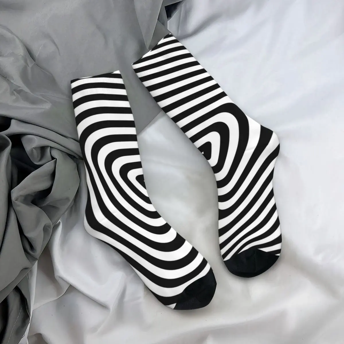 Calcetines a rayas abstractas, medias con estampado de líneas triangulares de invierno, calcetines cómodos divertidos para mujeres y hombres, calcetines antisudor para monopatín