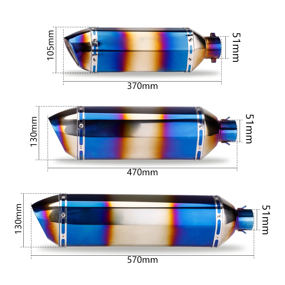 

For CB1000R MT10 GSXR1000 NINJA1000 Universal 51mm Motorcycle Exhaust Burnt Blue Big Hexagon Muffler Pipe with DB Killer