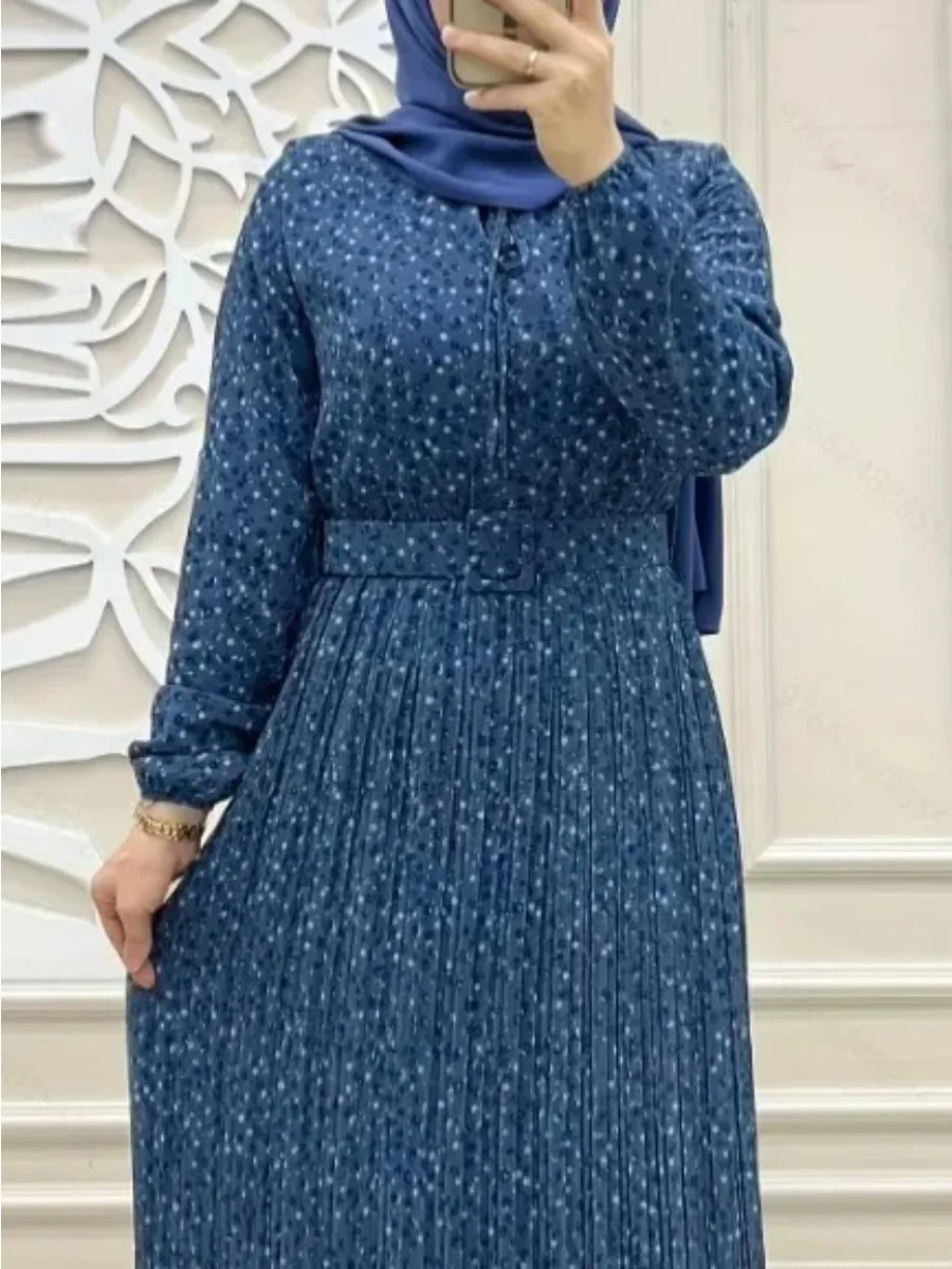 Robe longue imprimée musulmane pour femmes, Jalabiya, Ramadan, Eid Abaya, Islam, ceintures, robe éducative, arabe, Maroc, Dubaï, Abayas, Kaftan