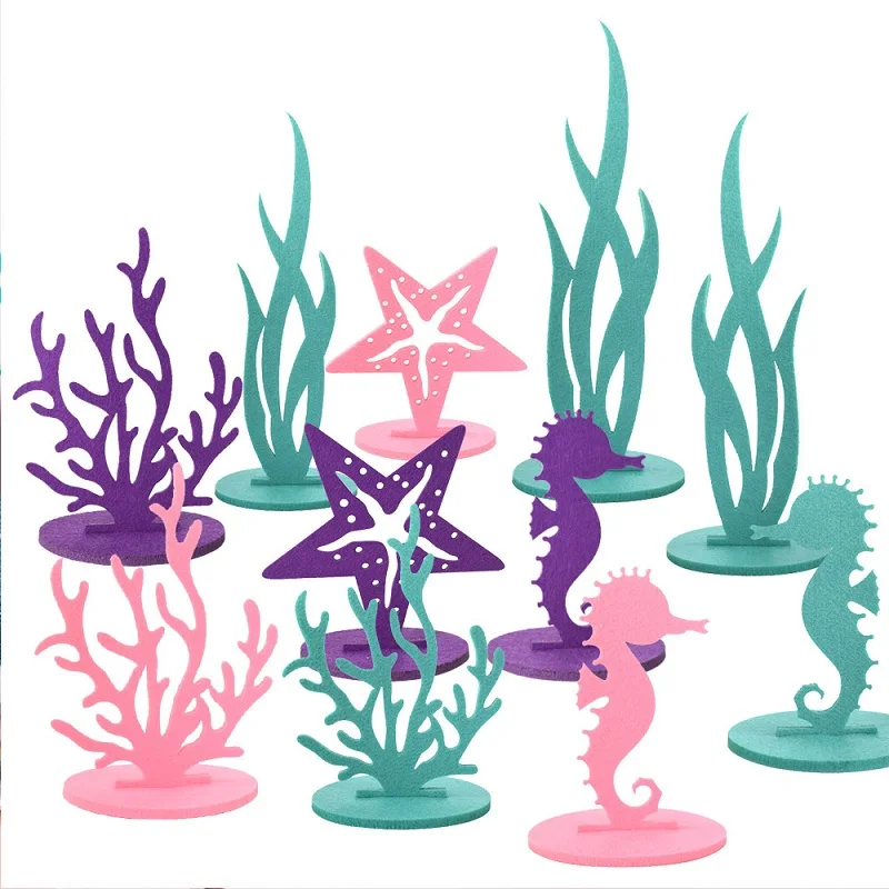 2Pcs Mermaid Theme Party Little Mermaid Felt Ornament DIY Table Centerpiece Under the Sea Baby Shower Birthday Party Decor