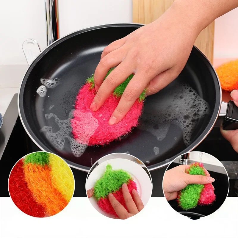 Strawberry Scrubber Sponge Kitchen Fruit Dish Cleaning Brush Dishwashing Brush Pot Pan Sponge Scouring Pads Cleaning Products