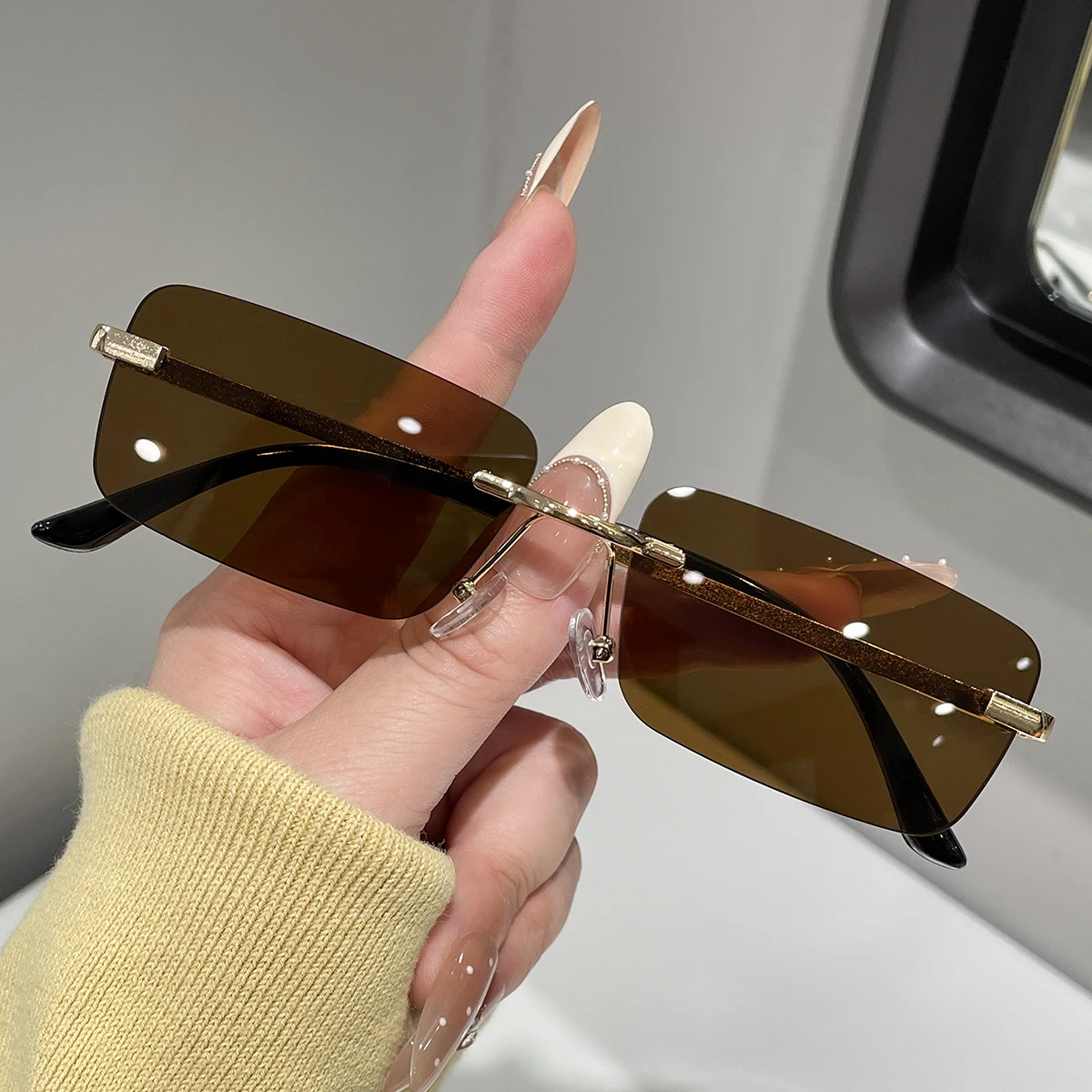 UV400 Simple Rectangular Frame Fashion Glasses Y2K Basic Style Suitable for Daily Commuting