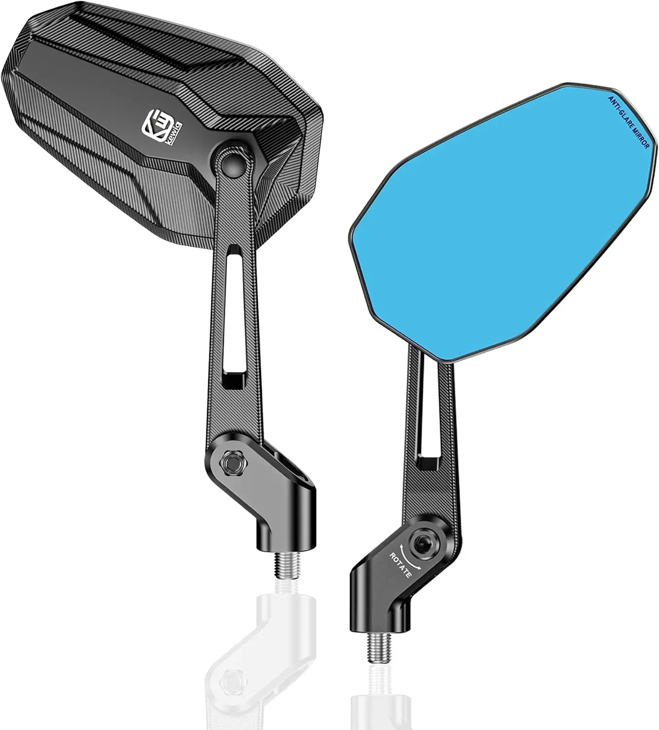 Motorcycle Mirrors, Foldable Rainproof Aluminum Alloy Side Mirrors with M8 M10 Bolt, Universal Replacement Rearview Mirrors