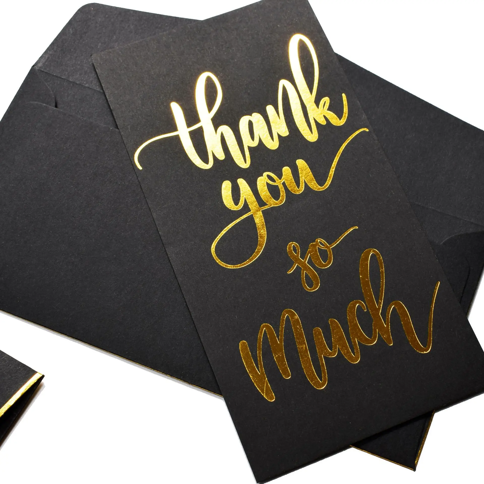 

Black Solid Color Birthday Thank You Greeting Card with Envelope Business Wishes Card Christmas Valentine's Day New Year Gifts