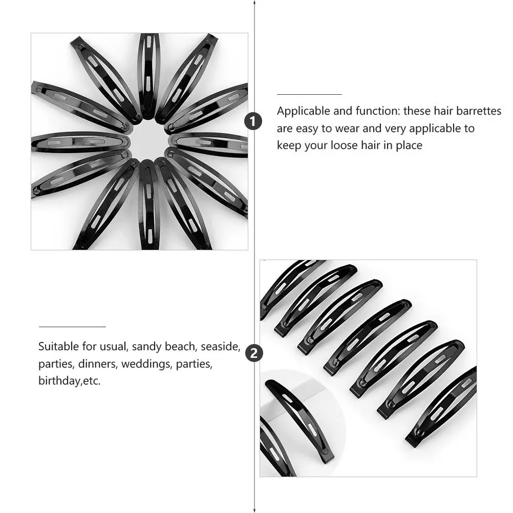 60Pcs Simple Styled Drop-Shaped Hair Clips Alloy Snap Hairgrips Secure Hold Hair Accessories for Daily Party Woman's Hairgrips