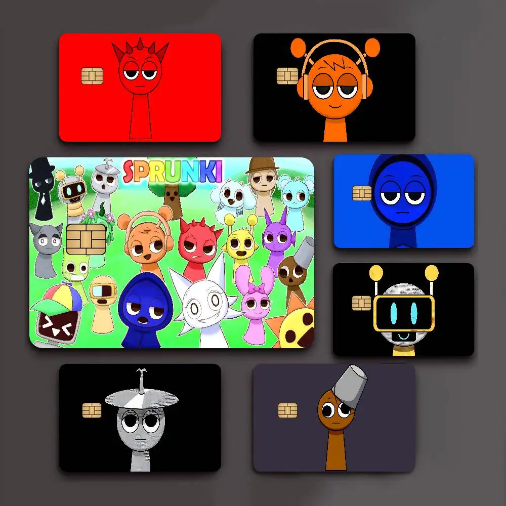 Weird CRAZY S-Sprunki Anime Front Cover Film Sticker Skin for Credit Debit Card Small Large Chip