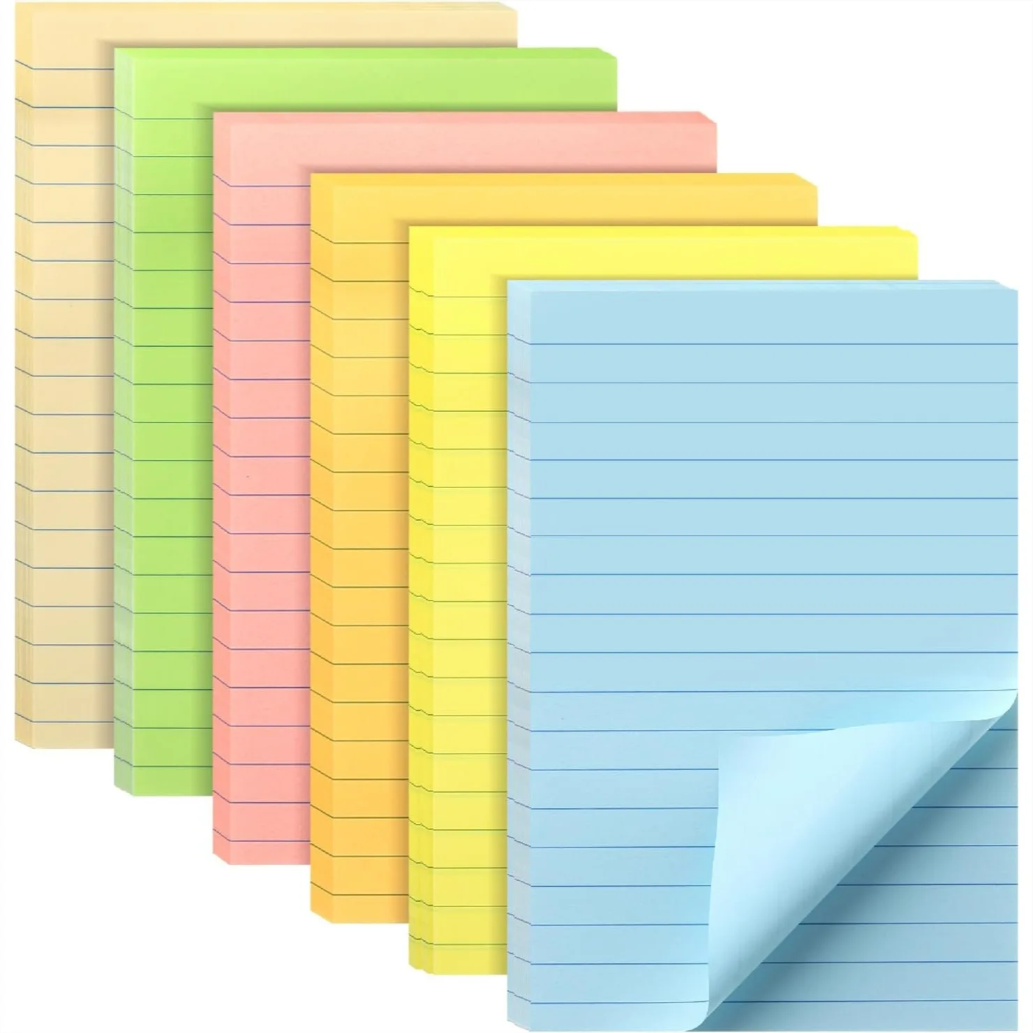 

Lined Sticky Notes 4x6, 6 Pads 45 Sheets Each, Pastel Color Self-Stick Memo Pads for Office School Home Study Organization