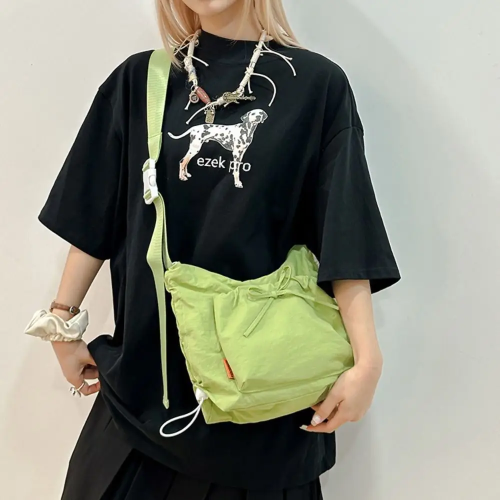 

Повседневная нейлоновая сумка через плечо в корейском стиле, сумка-тоут из оксфордской ткани с плиссированным бантом, большая вместительная сумка-тоут, женская сумка на шнурке