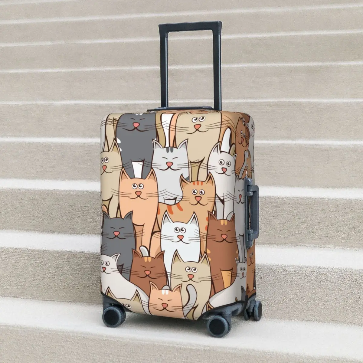 

Many Cats Suitcase Cover Funny Animal Flight Business Elastic Luggage Supplies Protection