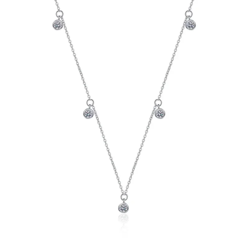 Elegant Design 0.5 Carat Moissanite Star Collarbone Chain, Pt950 Platinum Choker Female Fine Jewelry Pendant Necklace for Women