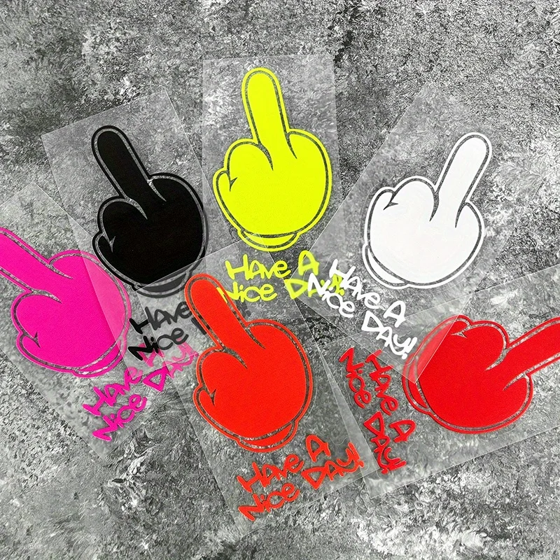 Funny Middle Finger Have A Nice Day Waterproof Vinyl Stickers Multi Color Trendy Decals for Car Motorcycle Laptop Decor