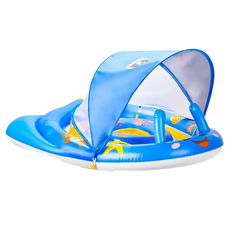 

Pool Float Ring For Toddler Inflatable Safety Pool Floatie With Detachable Sun Protection Canopy Swim Training Ring For Kids