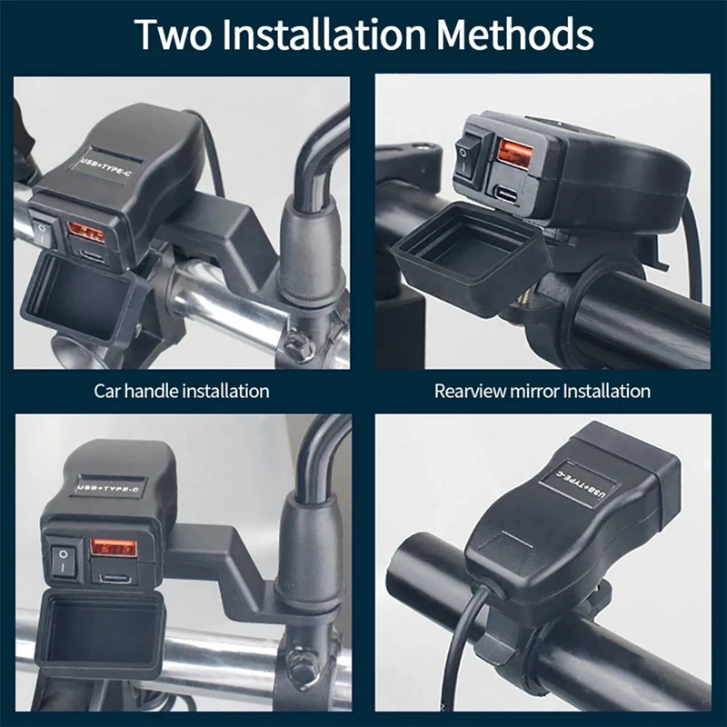 Universal motocicleta usb + tipo-c carregador qc3.0 guiador de carregamento rápido à prova dwaterproof água soquete Adapter-T45C