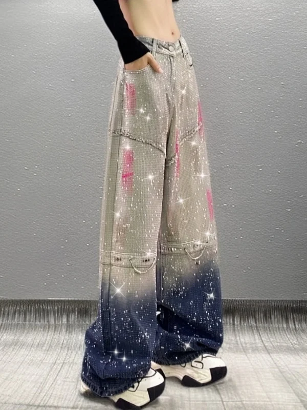 

High Waist Loose Fit Straight Leg Jeans adient Color Casual High Waist Wide Leg Pants Women's Premium Feeling Spring Jeans