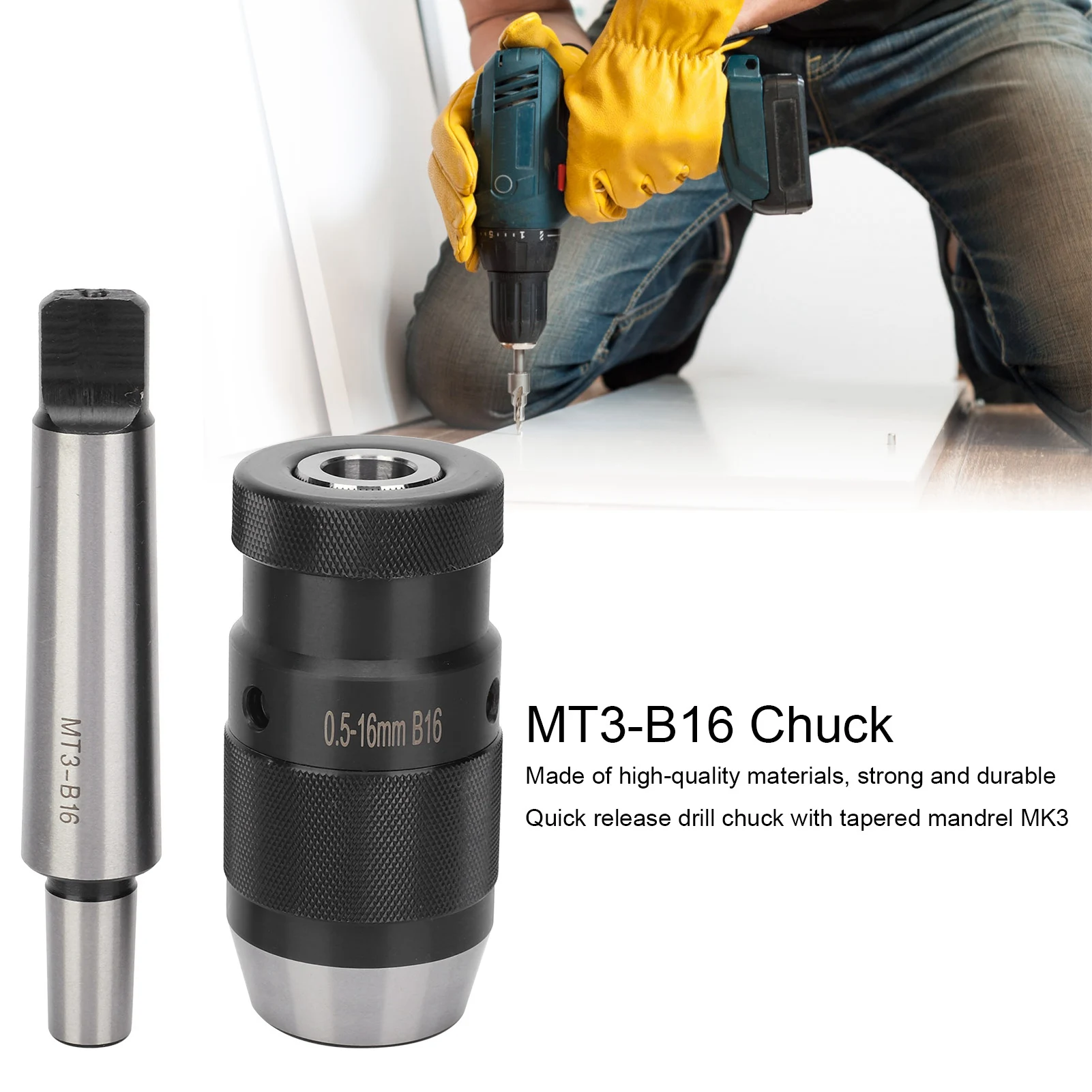 Keyless Drill Chuck Morse Taper Quick Release for Column Drilling Machine MT3‑B16 0.5‑16mm MT3‑B16 Chuck