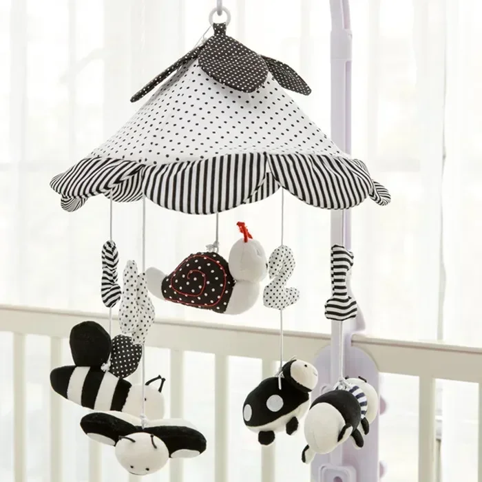Baby Crib Mobile Bed Bell Rattle Holder 0-12 Months 360° Rotary Carousel Bracket+Music Box Infant Newborn Girl Boy Hanging Toys
