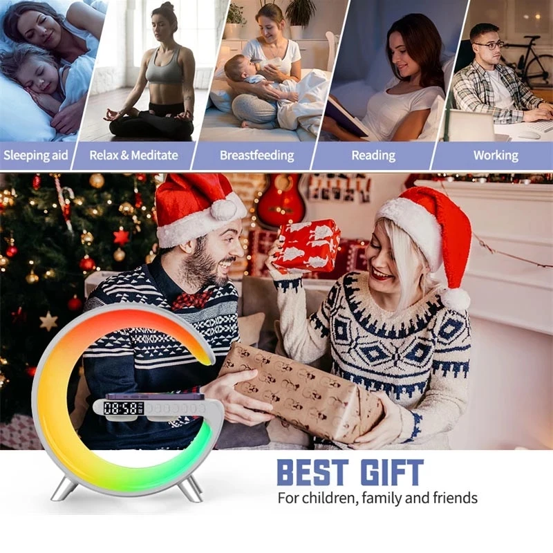 Smart LED RGB Night Light APP Control Atmosphere Lamp sveglia digitale altoparlante 15W caricabatterie Wireless per iphone Bedroom Decor