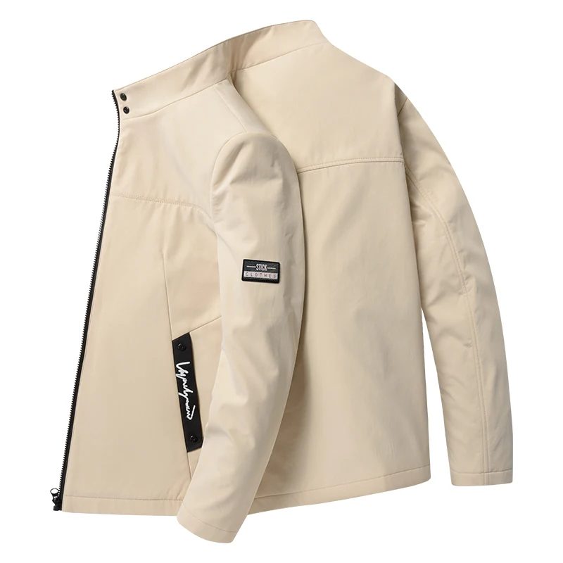 

Новая мужская повседневная модная приталенная бейсбольная куртка с воротником-стойкой для весны и осени, из полиэстера, с декоративной молнией