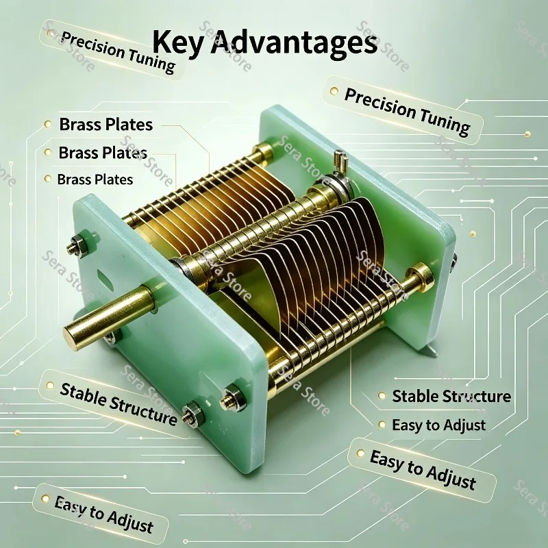 Semi-handmade Air Adjustable Variable Capacitor, Adjustable Capacity 10PF-330PF, High Power Air Dielectric Tuning Capacitor