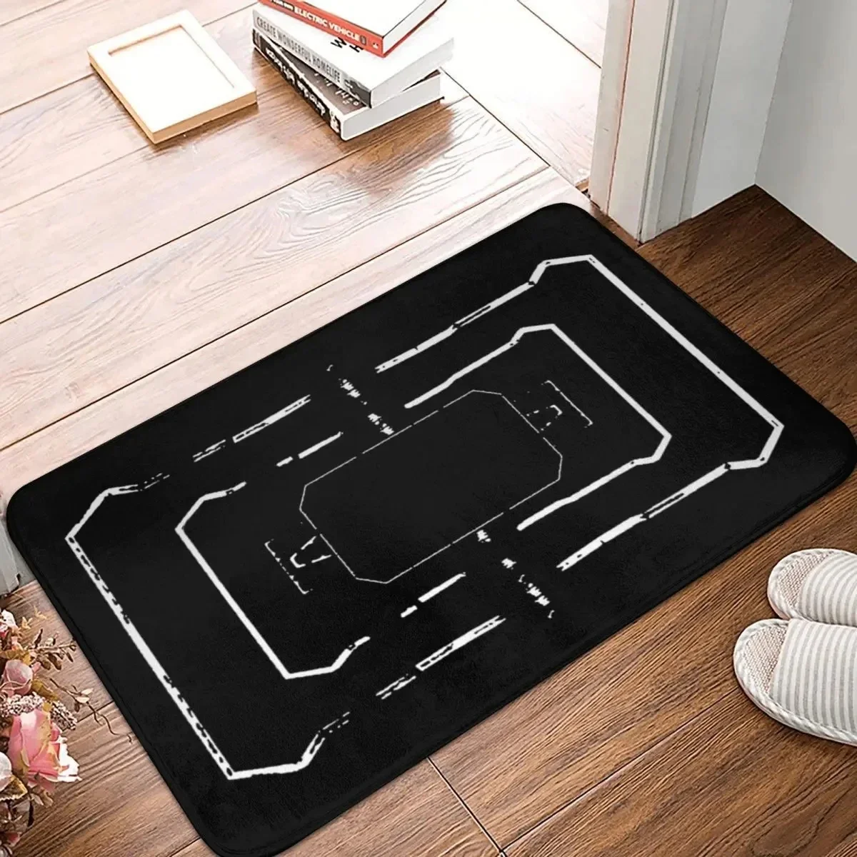 Futuristic Cyberpunk Geometric Doormat Tech Circuit Line Pattern Non Slip Entrance Rug Front Door Entryway Home Decor Floor Mat