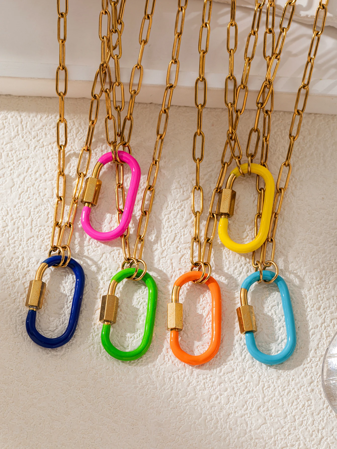 Neue Beliebte Dopamin-Farbene Handgefertigte Tropföl-Bergschnallen DIY-Halskette für Damen-Schmuck – Detail 1