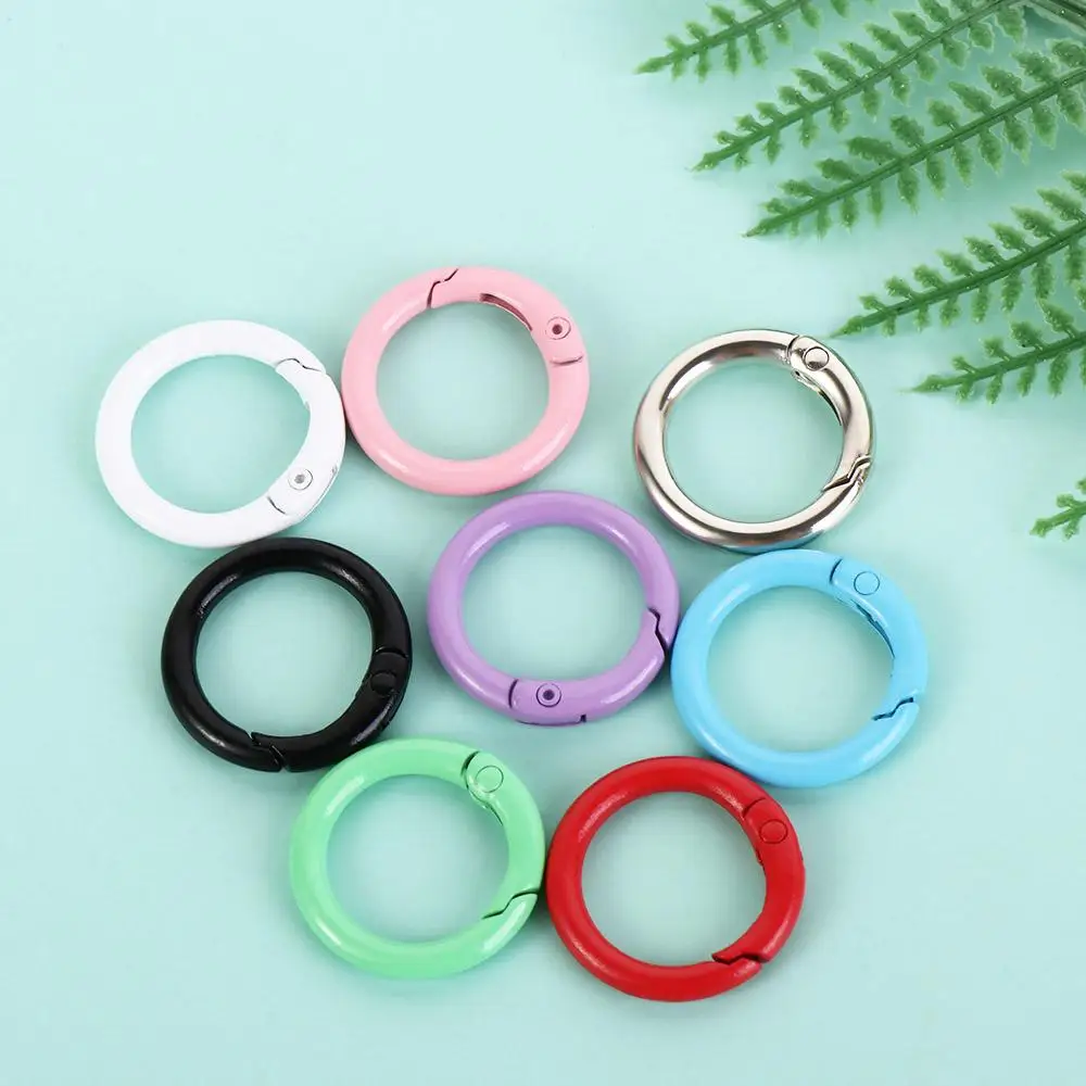 5 Pcs Materials Supplies 25mm O Ring Keychain Clips Colorful Durable Openable Round Carabiner Metal Spring Clasp Keychain Making