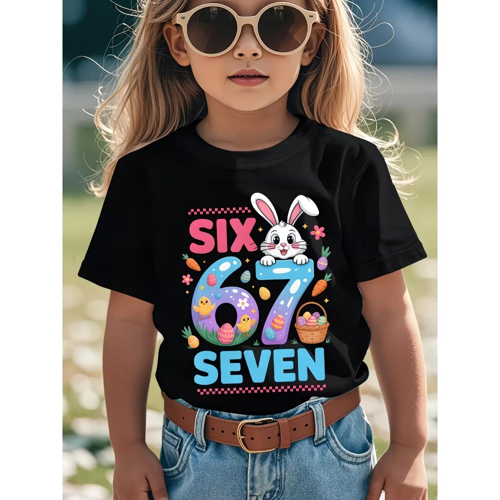 

Летняя детская футболка с принтом кролика на Пасху, хлопковая повседневная футболка с короткими рукавами для мальчиков, модная детская одежда, футболки