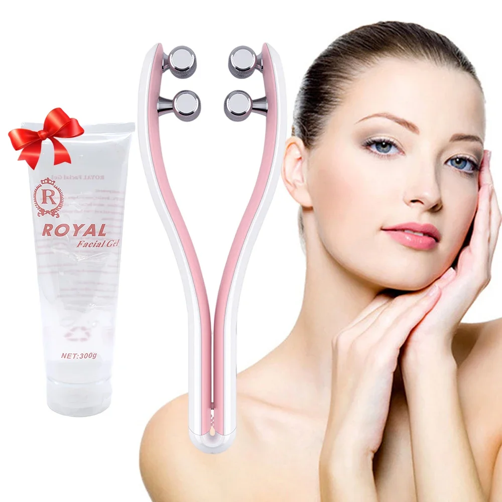 Rolo facial do massageador do EMS, stimulator do músculo, V cara que levante acima a máquina, rejuvenescimento da pele do RF, dispositivo da beleza do Anti-enrugamento, gel frio