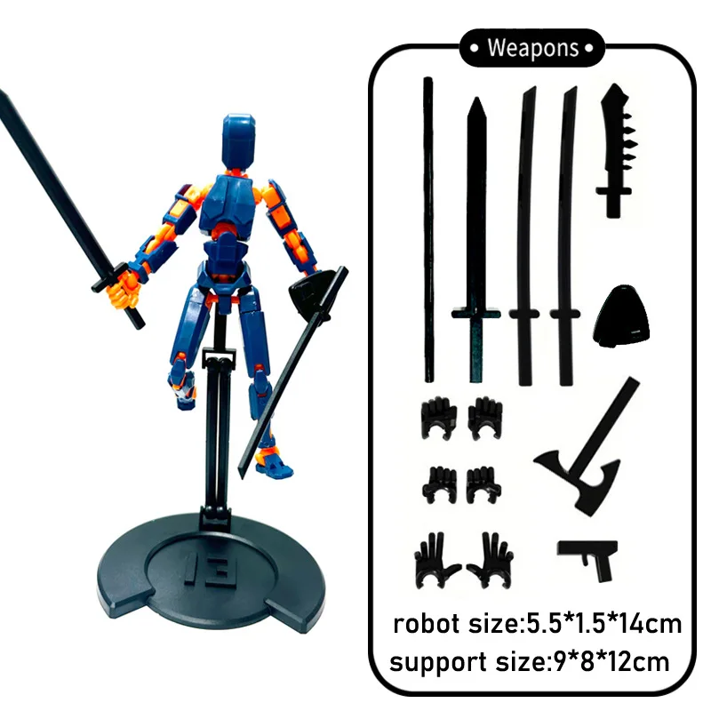 T13 Action Figure Set, 3D Printed Robot Dummy 13 Action Figure Articulated, Car Interior Tabletop Decoration