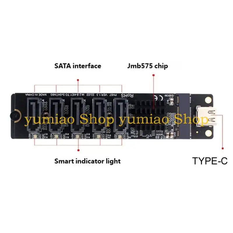 587B Double Interfaces USB3.0 To 5 SATA3 Port Adapter For Computer And NAS Storage