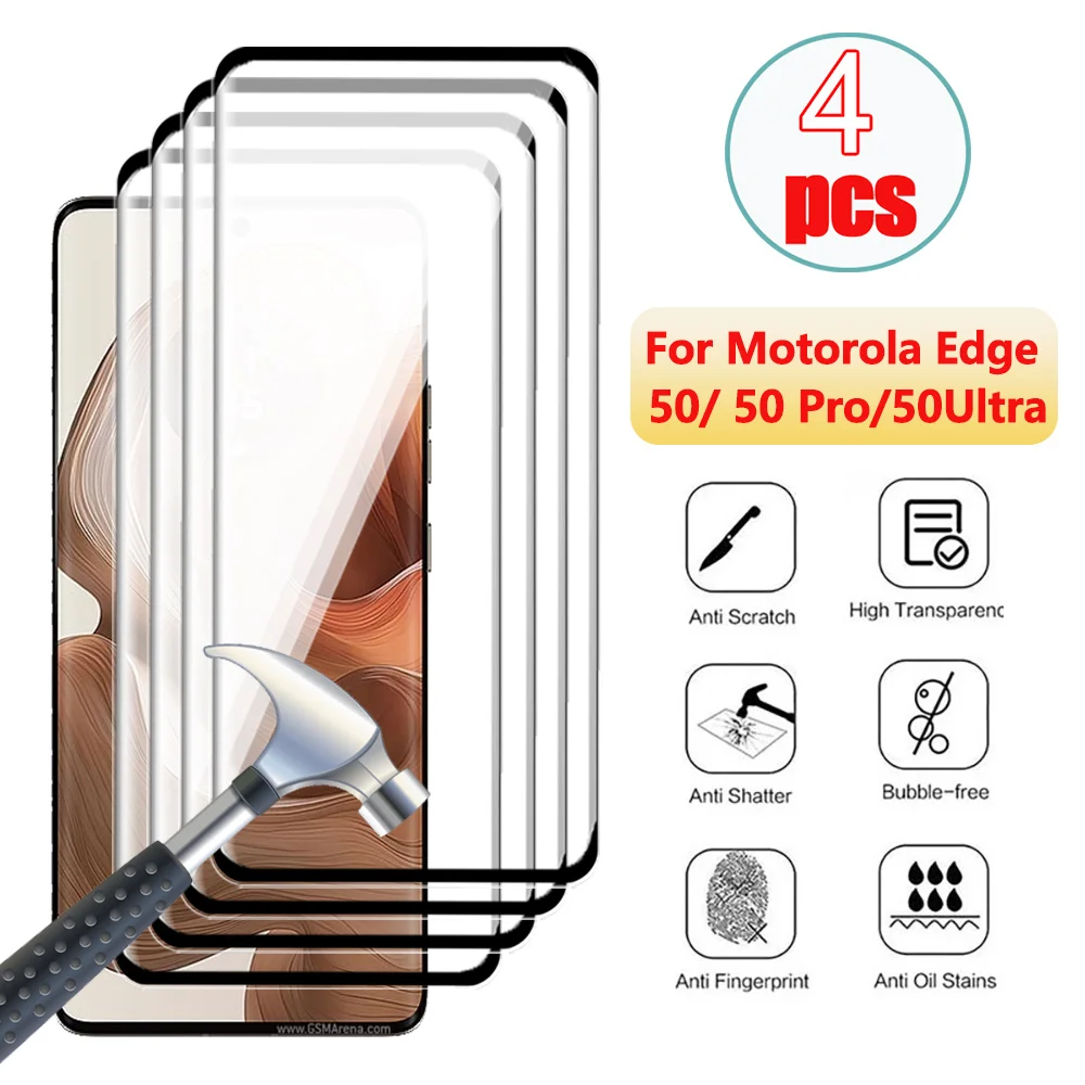 4Pcs Screen Protector For Motorola Edge 50 Ultra 5G Curved Tempered Glass For Motorola Edge 50 Fusion 50Pro Edge50 Ultra 50Ultra