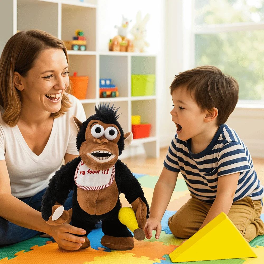 Jouet de singe électrique en mouvement gorille qui pleure, Collection moelleuse, jouets en peluche de singe magnétique, apaiser l'alimentation de la banane