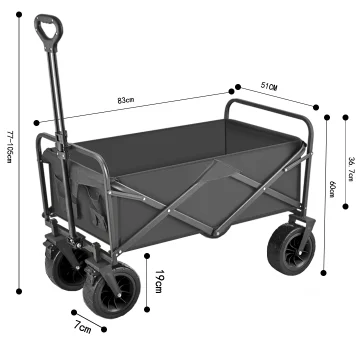 WOQI OEM Stainless Steel Four-Wheel Heavy-Duty Folding Camping Wagon Stroller Platform Sand Shopping 190L Capacity 102x51x47CM