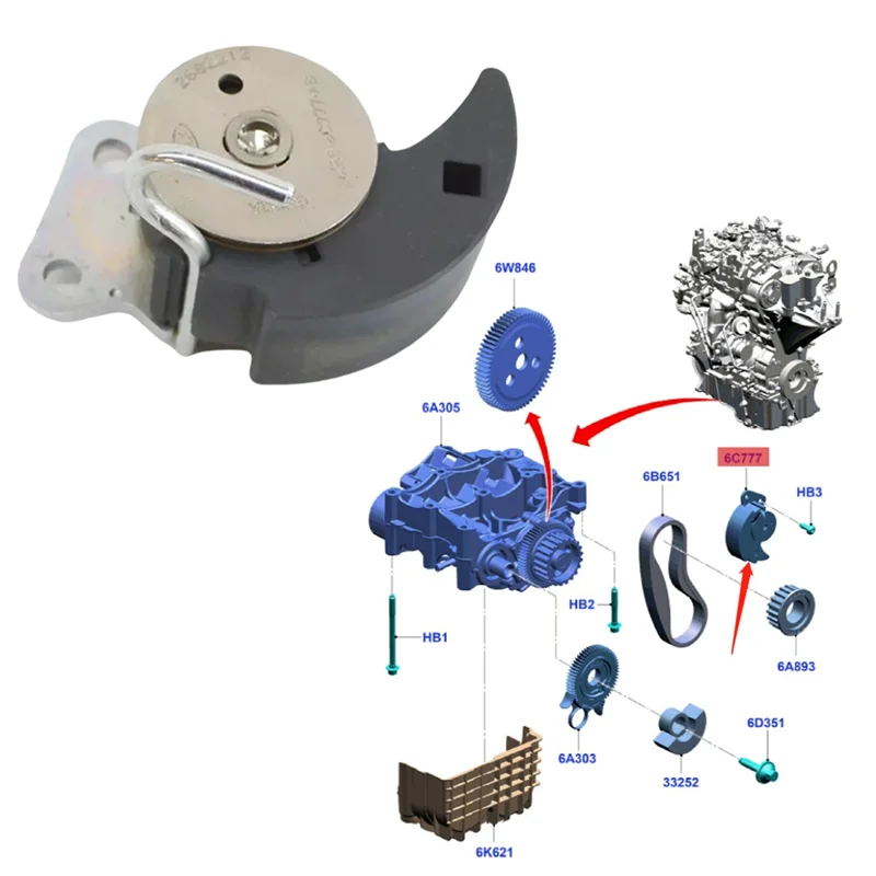 

BT-Engine Timing Oil Pump Drive Belt Tensioner 2263127 JX6G-6C777-AB For Ford Focus MK4 2019-2023 JX6G6C777AB JX6Z-6C348-A