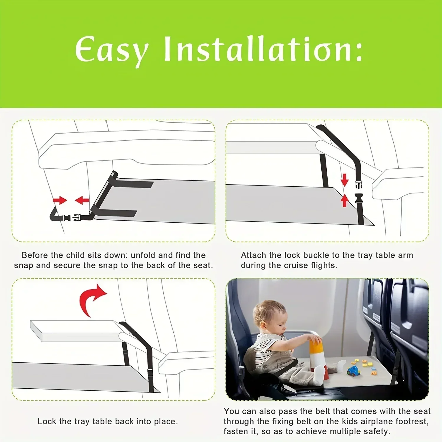 Almohadilla extensora de asiento de viaje para avión portátil para niños, cama de vuelo ajustable con almohadilla de extensión de asiento de tela Oxford, 1 Uds.