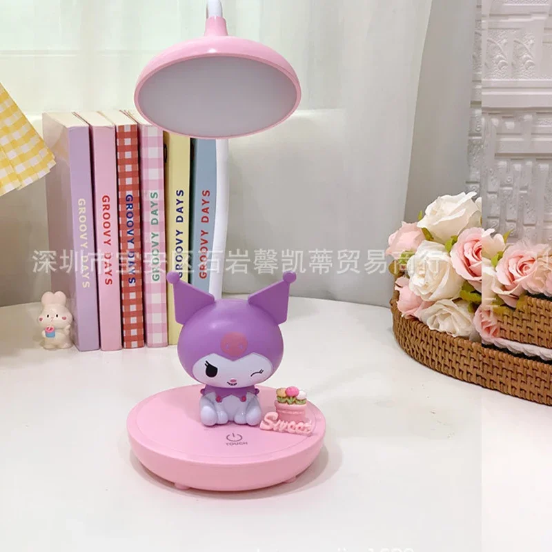 

Kawaii Sanrio Student Led Desk Lamp Night Light Kuromi Hello Kitty Eye Protection Light Source Touch Switch Usb Children's Gift