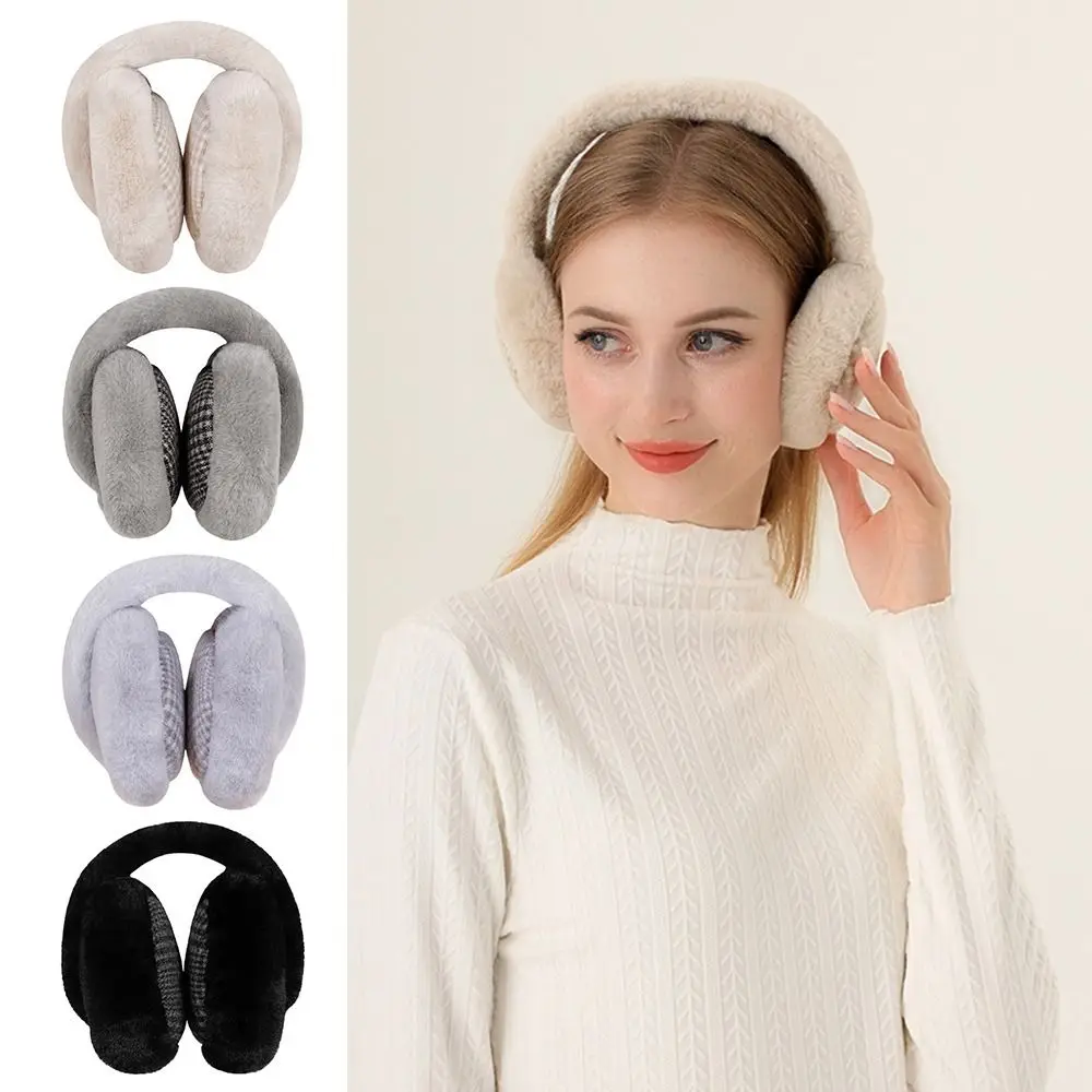 Winter Warm Ear Muffs Cover Women Girls Fluffy Burger Shape Earcap Children Earmuffs Soft Cashmere Solid Color Warmers Earlap