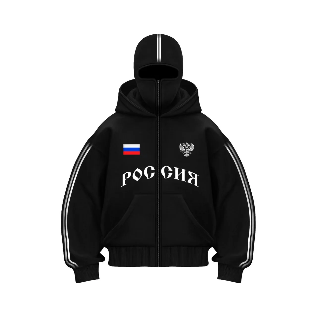 Y2K ملابس الرجال الهيب هوب الخريف روسيا رائجة البيع خمر مزدوجة أغطية رأس بسحاب حروف الجرافيك هوديس بلوزات سترة عادية #3