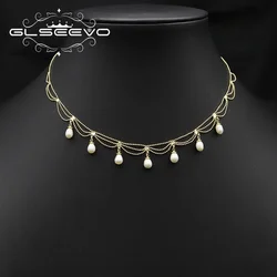 Sparkling Tassel Natural Pearl Women Necklace Luxury Fashion Fine 18K Gold Plated Korean Designer Jewelry For Women Gifts