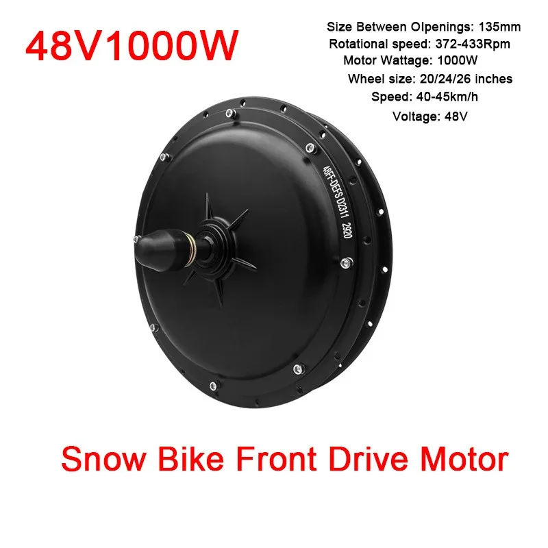 E-Bike 48V1000W Front Drive Brushless Toothless Motor 135mm Wheel 20/24/26inch Snow Bike refit PAS Accessories Fat Tire Motors