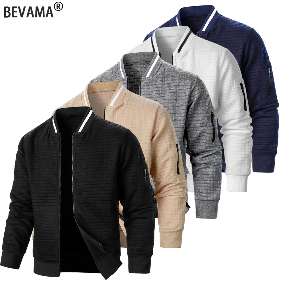 

Men's Waffle Knit Jacket Stand Collar Outerwear Spring Autumn Casual Zipper Jacket Comfortable Long Sleeve Fashion Streetwear