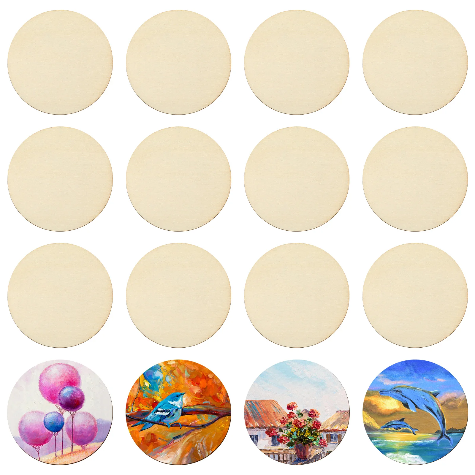 

100pcs 5Cm Round Wood Piece Disc Eco-Friendly Wooden Craft Chips Diy Art Decoration Coasters Pendant Materials Thick 5Mm Wood