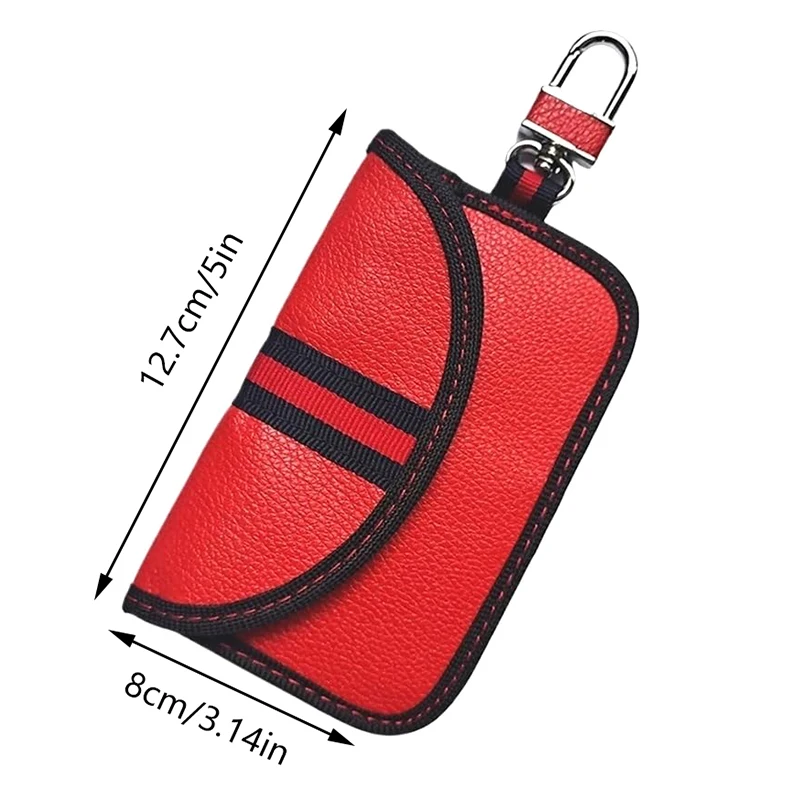 1PC Leather Car Key Cover Car Key Signal Blocker Faraday Bag Keyless Fob RFID Blocking Pouch Case