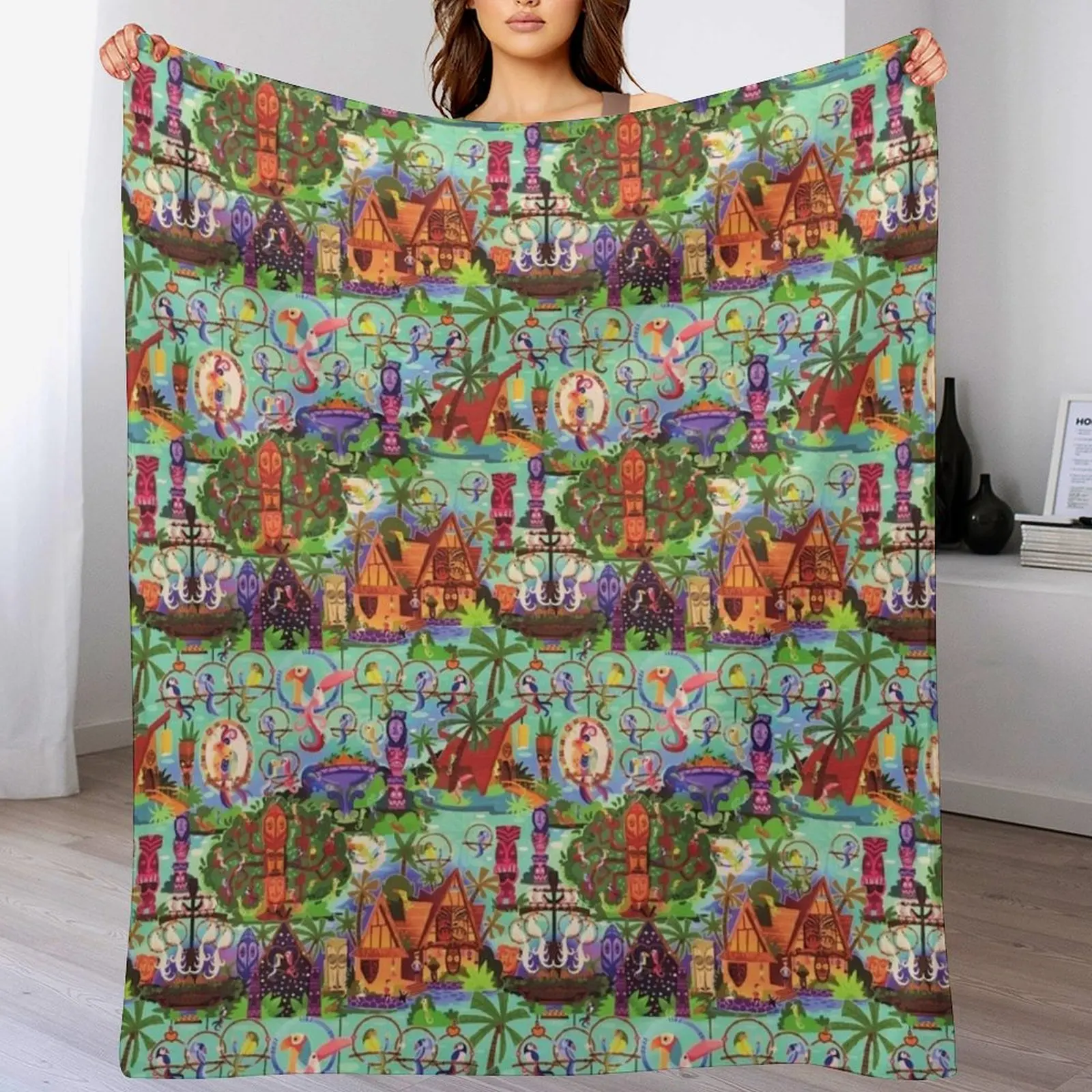 

The ORIGINAL Enchanted Tiki Room Collage Throw Blanket Ultra Soft Flannel Fleece Blanket for All Seasons